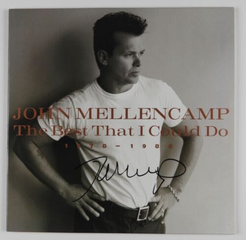 JOHN COUGAR MELLENCAMP JSA SIGNED AUTOGRAPH ALBUM VINYL RECORD LP THE BEST COLLECTIBLE MEMORABILIA