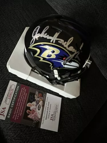 JOHN HARBAUGH SIGNED MINI HELMET BALTIMORE RAVENS JSA AUTHENTICATION COA COLLECTIBLE MEMORABILIA