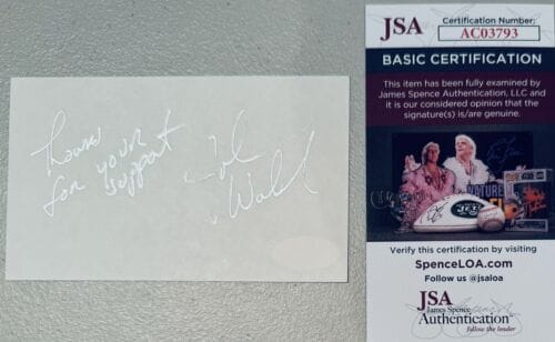 JOHN WALSH SIGNED AUTOGRAPHED 3×5 CARD JSA CERTIFIED AMERICA’S MOST WANTED COLLECTIBLE MEMORABILIA