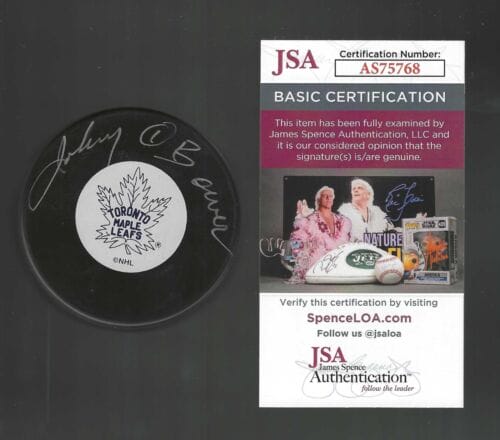 Johnny Bower Signed Toronto Maple Leafs Vintage Logo Puck JSA COA