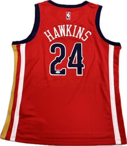 JORDAN HAWKINS SIGNED JERSEY PSA/DNA NEW ORLEANS PELICANS AUTOGRAPHED COLLECTIBLE MEMORABILIA