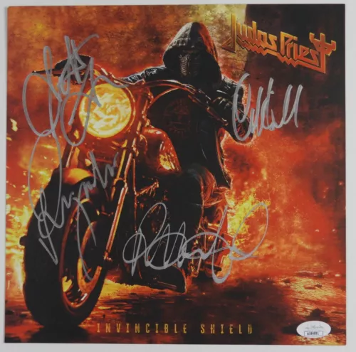 JUDAS PRIEST JSA SIGNED AUTOGRAPH ALBUM RECORD VINYL INVISIBLE SHIELD LITHOGRAPH COLLECTIBLE MEMORABILIA
