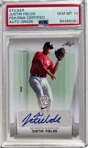 JUSTIN FIELDS SIGNED 2017 LEAF PERFECT GAME ROOKIE CARD RC STEELERS AUTO 10 PSA COLLECTIBLE MEMORABILIA