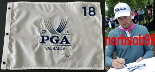 JUSTIN THOMAS SIGNED 2024 PGA CHAMPIONSHIP PIN FLAG W/EXACT PROOF & BECKETT COA COLLECTIBLE MEMORABILIA