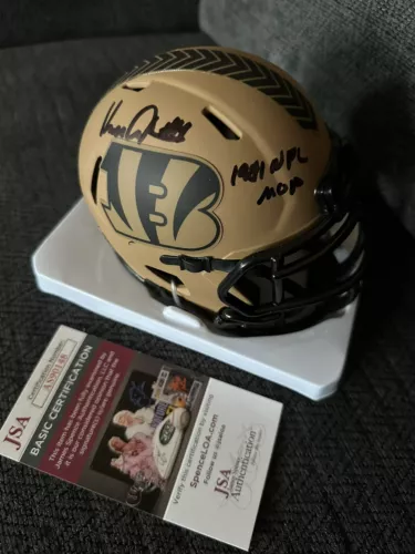 KEN ANDERSON BENGALS SIGNED SALUTE TO SERVICE MINI HELMET JSA AUTHENTICATED COA COLLECTIBLE MEMORABILIA