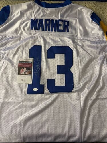 KURT WARNER SIGNED ST LOUIS RAMS JERSEY STITCHED XL JSA AUTHENTICATION COA COLLECTIBLE MEMORABILIA