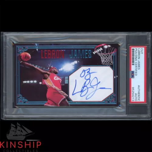 LEBRON JAMES SIGNED CUT 3×5 CUSTOM CARD PSA DNA SLAB RARE VINTAGE AUTO C3028 COLLECTIBLE MEMORABILIA