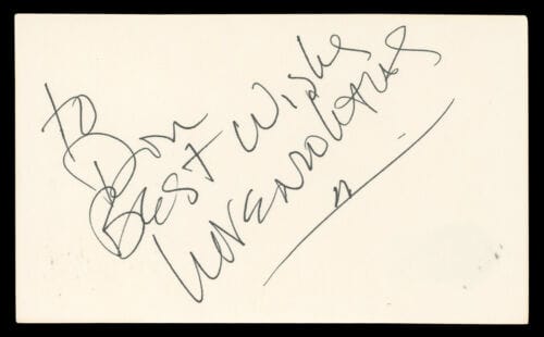 LORENZO LAMAS FALCON CREST AUTHENTIC SIGNED 3×5 INDEX CARD BAS #BN06550 COLLECTIBLE MEMORABILIA