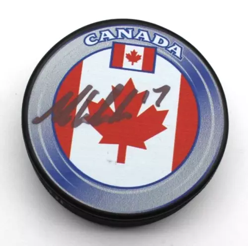 MACKLIN CELEBRINI SIGNED TEAM CANADA SHARKS HOCKEY PUCK W/BECKETT COA BJ070470 COLLECTIBLE MEMORABILIA