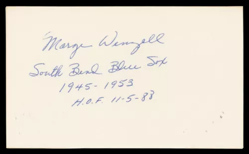 MARGARET WENZELL “HOF 11-5-88” AUTHENTIC SIGNED 3×5 INDEX CARD BAS #BN35220 COLLECTIBLE MEMORABILIA