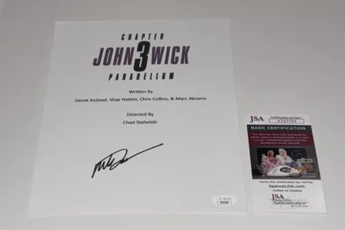 MARK DACASCOS SIGNED JOHN WICK CHAPTER 3 PARABELLUM MOVIE TRANSCRIPT JSA COA COLLECTIBLE MEMORABILIA