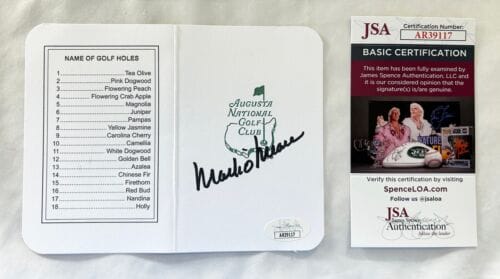 MARK O’MEARA SIGNED MASTERS SCORECARD JSA 4 COA COLLECTIBLE MEMORABILIA