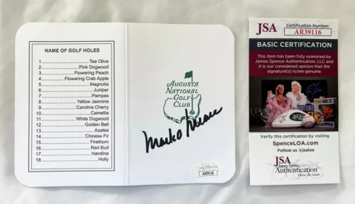 MARK O’MEARA SIGNED MASTERS SCORECARD JSA 5 COA COLLECTIBLE MEMORABILIA