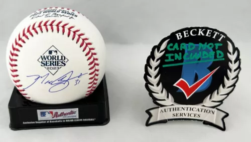 MAX SCHERZER SIGNED 2023 WORLD SERIES BASEBALL BECKETT BAS COA COLLECTIBLE MEMORABILIA