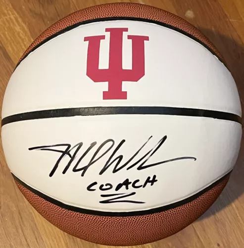 MIKE WOODSON SIGNED AUTOGRAPHED INDIANA HOOSIERS LOGO BASKETBALL CHAMPS JSA COLLECTIBLE MEMORABILIA