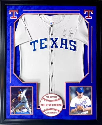 Nolan Ryan Texas Rangers HOF Signed Autograph Frame Photo Jersey BAS Beckett COA