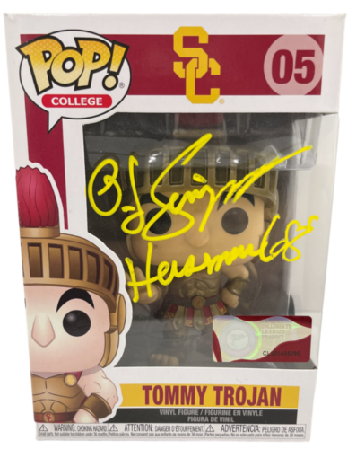 OJ SIMPSON SIGNED FUNKO FIGURE USC TROJAN HEISMAN INSCRIPTION AUTOGRAPH BECKETT COLLECTIBLE MEMORABILIA