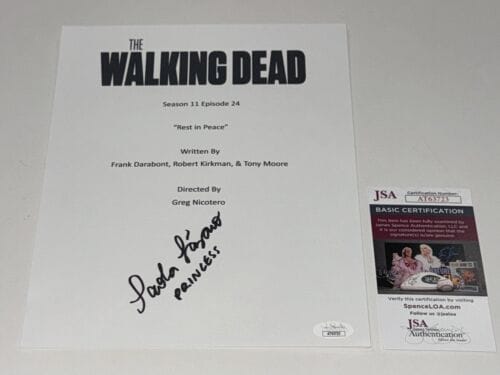 PAOLA LAZARO SIGNED THE WALKING DEAD REST IN PEACE SERIES FINALE SCRIPT JSA COA COLLECTIBLE MEMORABILIA