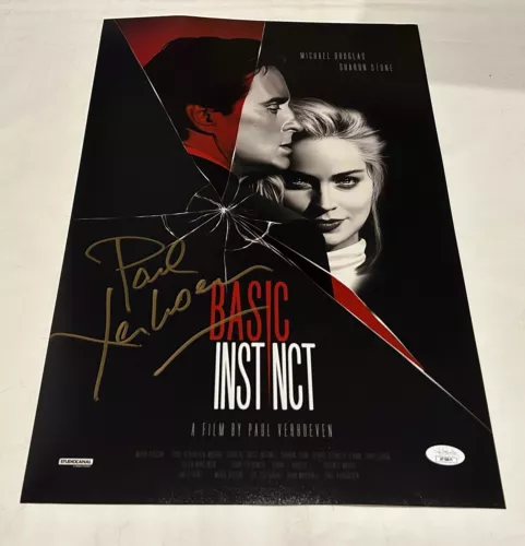 PAUL VERHOEVEN SIGNED BASIC INSTINCT 12X18 MOVIE POSTER 2 JSA COLLECTIBLE MEMORABILIA