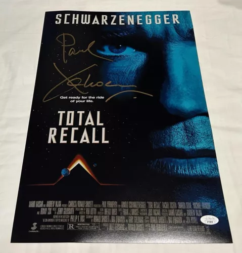 PAUL VERHOEVEN SIGNED TOTAL RECALL 12X18 MOVIE POSTER JSA COLLECTIBLE MEMORABILIA