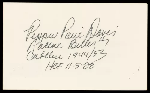 PEPPER PAIRE DAVIS “HOF 11-5-88” AUTHENTIC SIGNED 3×5 INDEX CARD BAS #BN35222 COLLECTIBLE MEMORABILIA