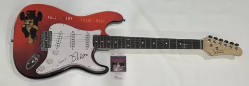 PETE WENTZ SIGNED CUSTOM FOLIE A DEUX ELECTRIC GUITAR FALL OUT BOY JSA COA COLLECTIBLE MEMORABILIA