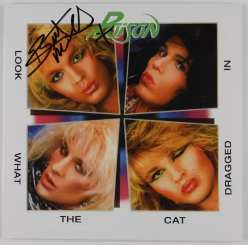 POISON BRET MICHAELS JSA SIGNED AUTOGRAPH ALBUM RECORD VINYL LOOK WHAT THE CAT COLLECTIBLE MEMORABILIA