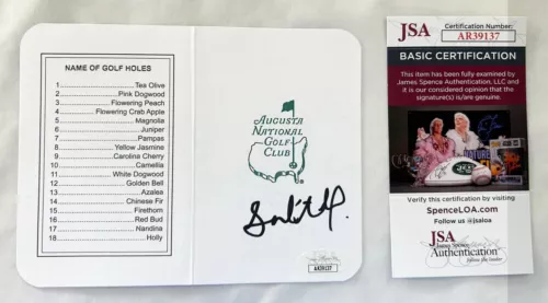 SAHITH THEEGALA SIGNED MASTERS SCORECARD JSA 1 COA COLLECTIBLE MEMORABILIA