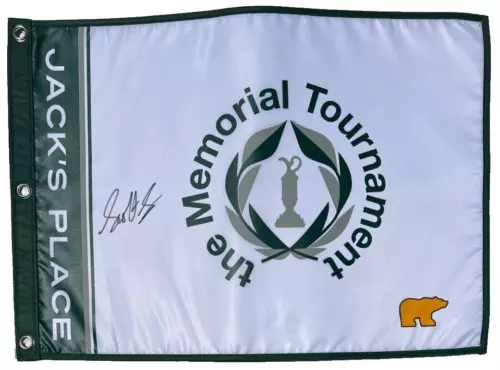 SCOTTIE SCHEFFLER SIGNED 2024 THE MEMORIAL TOURNAMENT LIMITED EDITION GOLF FLAG COLLECTIBLE MEMORABILIA