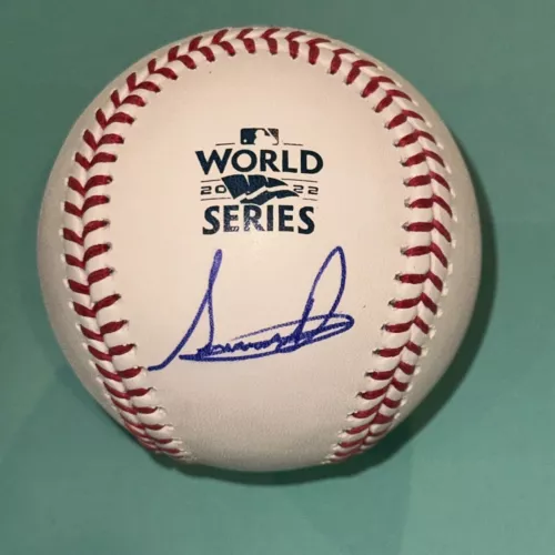 SERANTHONY DOMINGUEZ (PHILLIES) SIGNED OFFICIAL 2022 WORLD SERIES BASEBALL BAS COLLECTIBLE MEMORABILIA