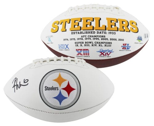 STEELERS ROMAN WILSON AUTHENTIC SIGNED WHITE PANEL LOGO FOOTBALL BAS WITNESSED COLLECTIBLE MEMORABILIA