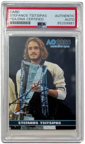 STEFANOS TSITSIPAS SIGNED 2020 AUSTRALIAN OPEN TENNIS CARD AUTO AO PSA DNA COLLECTIBLE MEMORABILIA