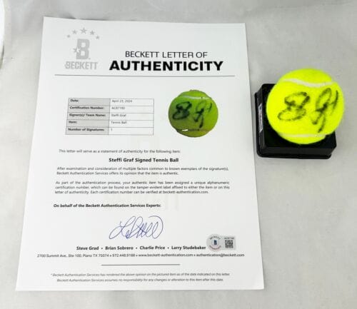 STEFFI GRAF SIGNED TENNIS BALL BECKETT BAS 5 COA COLLECTIBLE MEMORABILIA