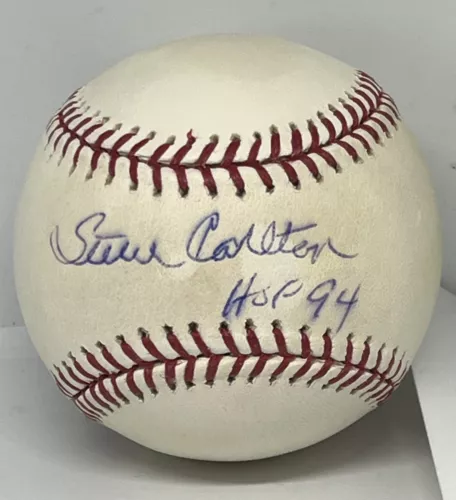 STEVE CARLTON PHILLIES SIGNED OFFICIAL MLB BASEBALL BALL W HOF INSCR BECKETT COA COLLECTIBLE MEMORABILIA
