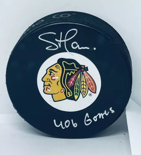 STEVE LARMER SIGNED CHICAGO BLACKHAWKS PUCK AUTOGRAPHED W/ INSCRIPTION BECKETT COLLECTIBLE MEMORABILIA