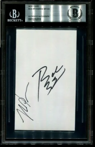 TENNIS LEGENDS MIKE & BOB BRYAN SIGNED AUTOGRAPHED INDEX CARD BECKETT (BAS) COLLECTIBLE MEMORABILIA