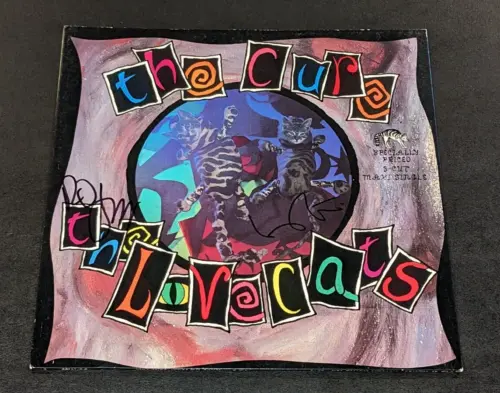 THE CURE ROBERT SMITH & LOL TOLHURST SIGNED “LOVECATS” LP RECORD BECKETT LOA BAS COLLECTIBLE MEMORABILIA