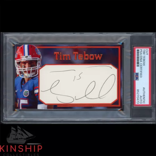 TIM TEBOW SIGNED CUT 3×5 CUSTOM CARD PSA DNA SLAB FOOTBALL AUTO C3010 COLLECTIBLE MEMORABILIA