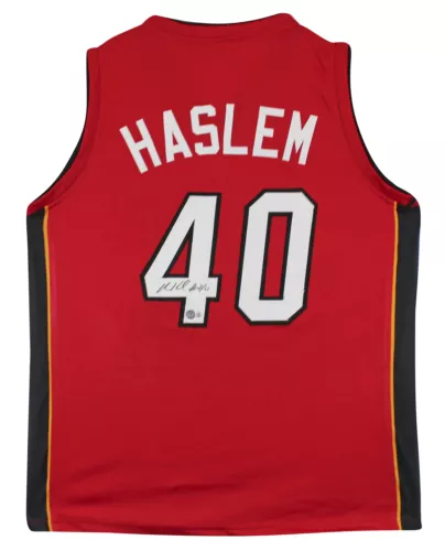 UDONIS HASLEM AUTHENTIC SIGNED RED PRO STYLE JERSEY AUTOGRAPHED BAS WITNESSED COLLECTIBLE MEMORABILIA