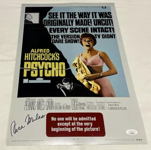VERA MILES SIGNED PSYCHO 12X18 MOVIE POSTER 3 JSA COLLECTIBLE MEMORABILIA