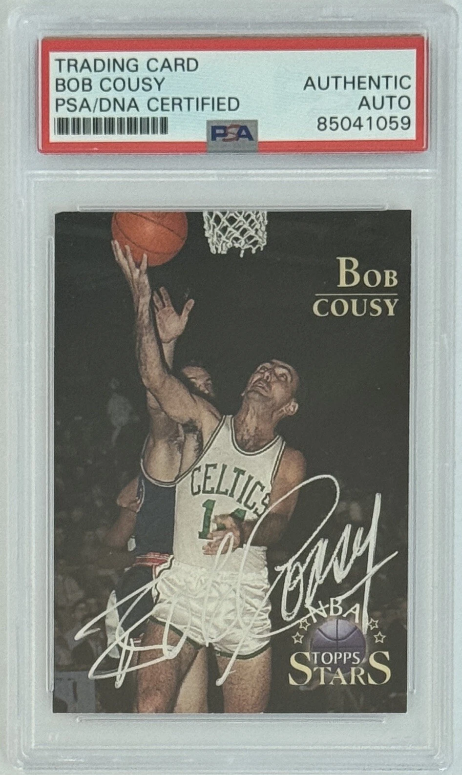 1996 Topps Stars Bob Cousy Signed Card PSA DNA COA Autograph Boston Celtics HOF