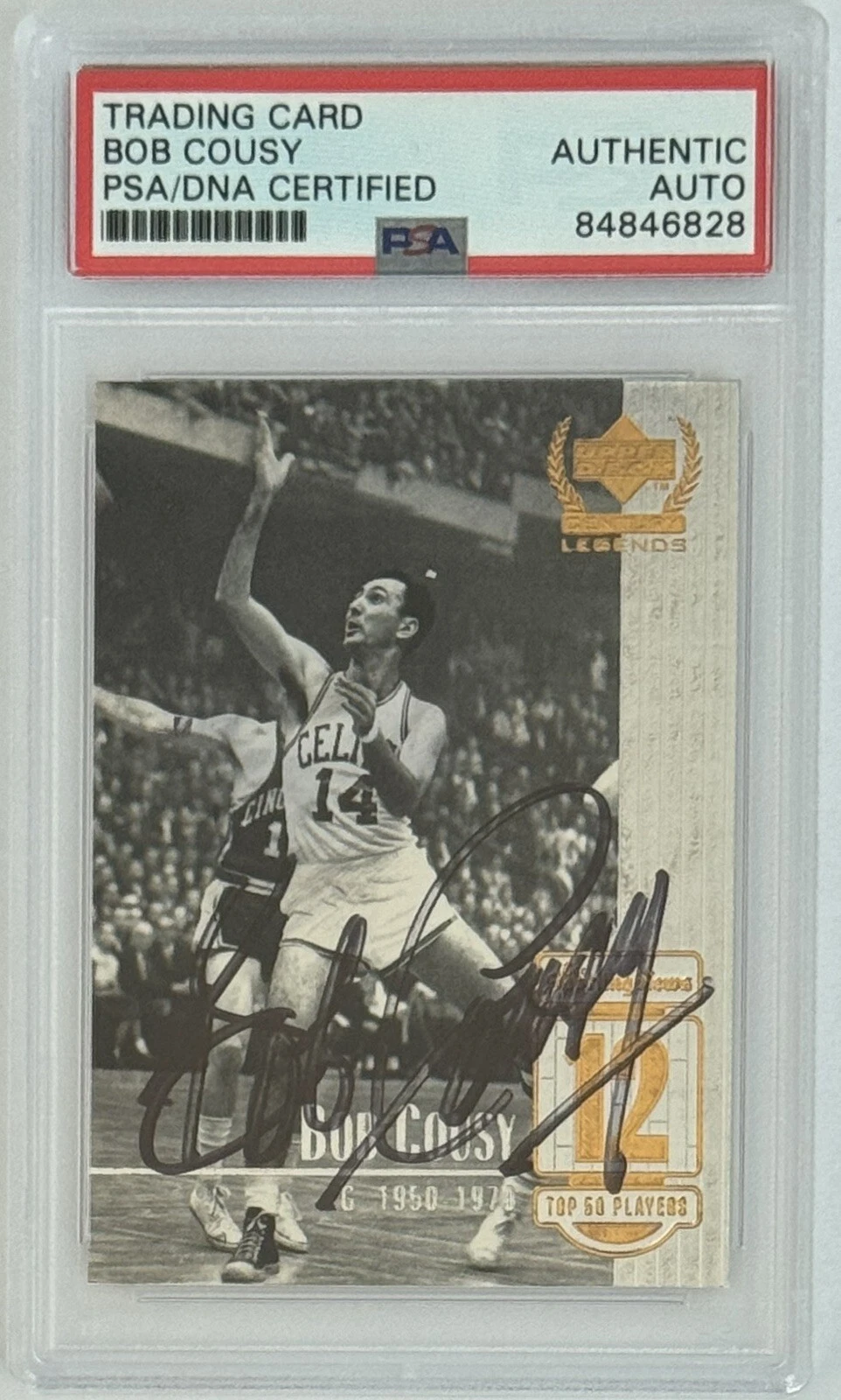 1999 UD Upper Deck Century Legends Bob Cousy Signed Card PSA DNA COA Autograph