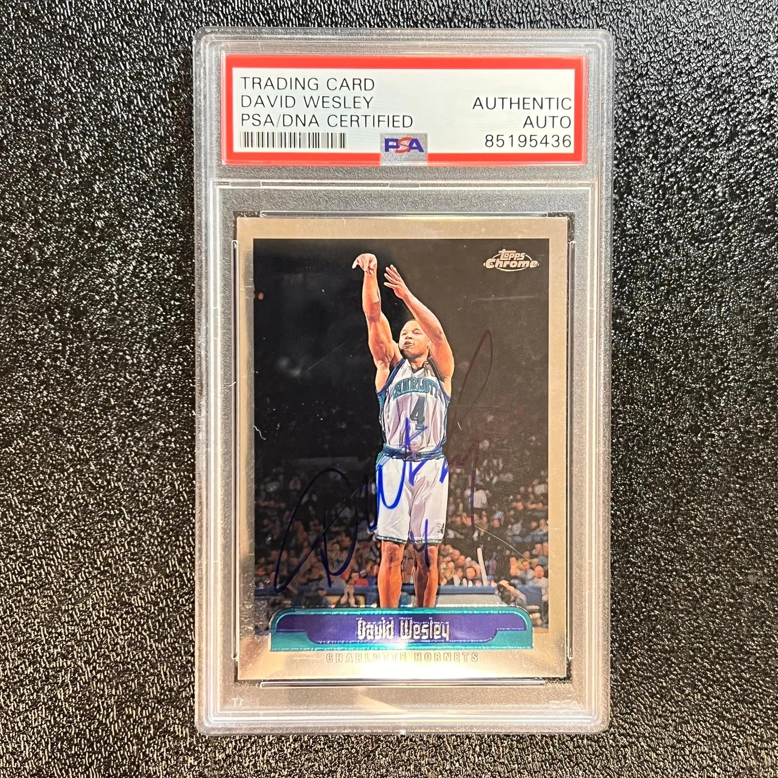 1999-2000 Topps Chrome #45 David Wesley Signed Card AUTO PSA/DNA Slabbed Hornets