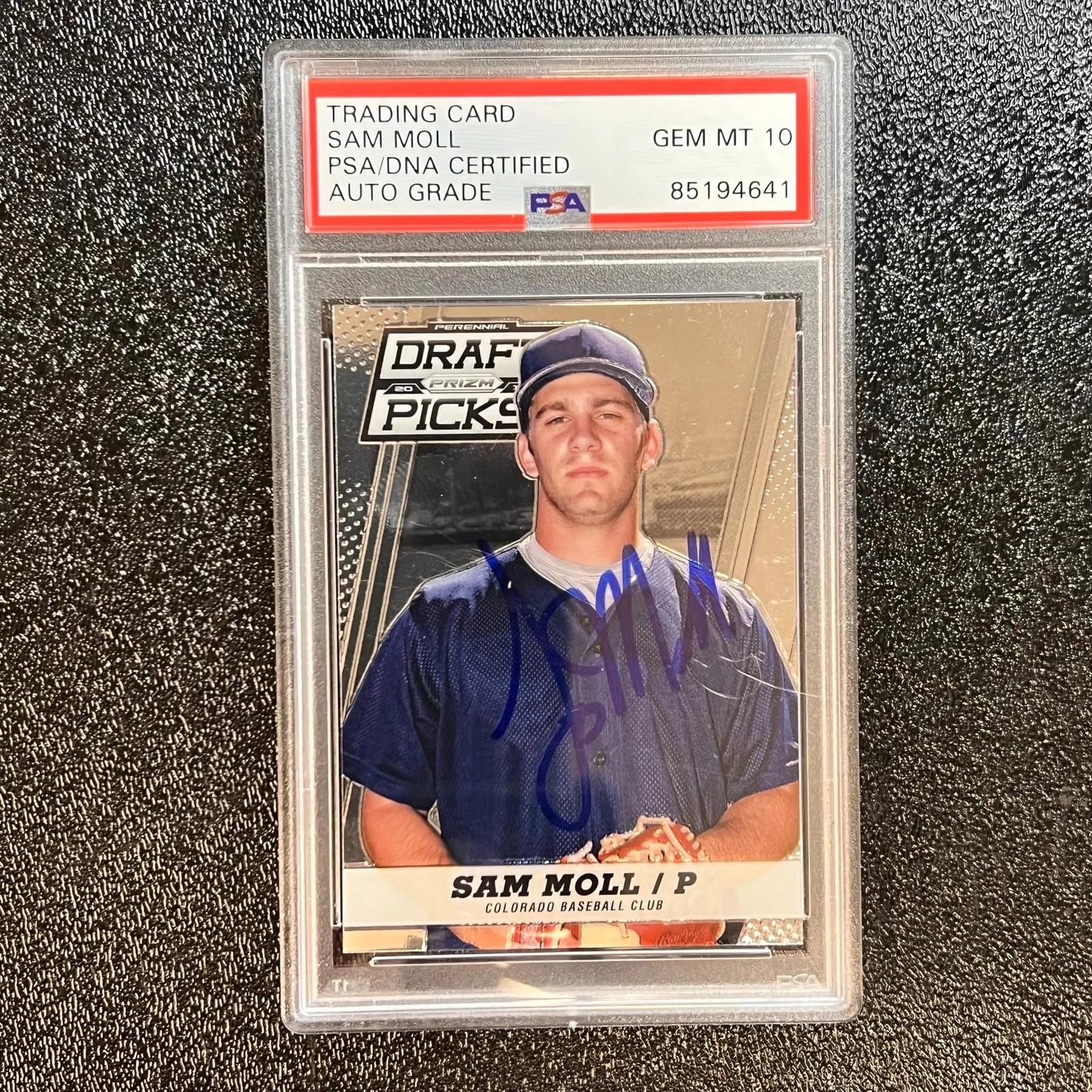 2013 Panini Prizm Perennial Draft Picks #90 Sam Moll Signed Card PSA/DNA AUTO 10