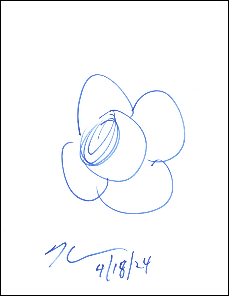 JEFF KOONS SIGNED AUTOGRAPH 8.5×11 ORIGINAL POP ART FLOWER SKETCH W/ JSA COA COLLECTIBLE MEMORABILIA