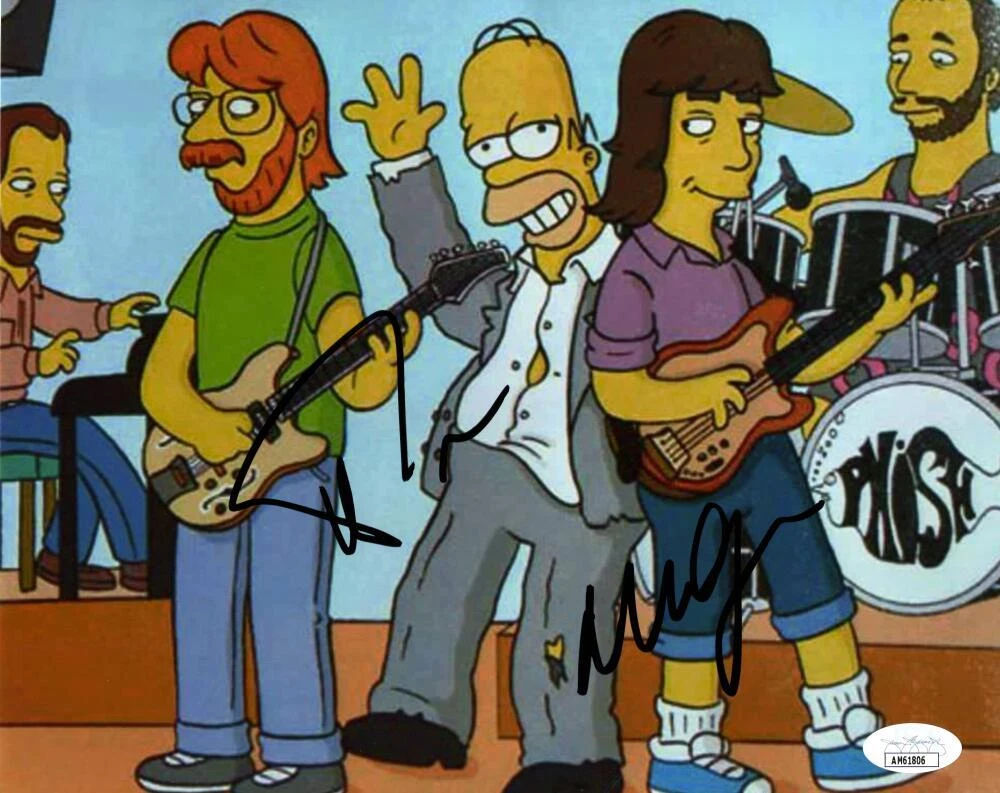 Trey Anastasio Mike Gordon Phish Signed Autograph 8x10 Photo Simpsons w/ JSA COA