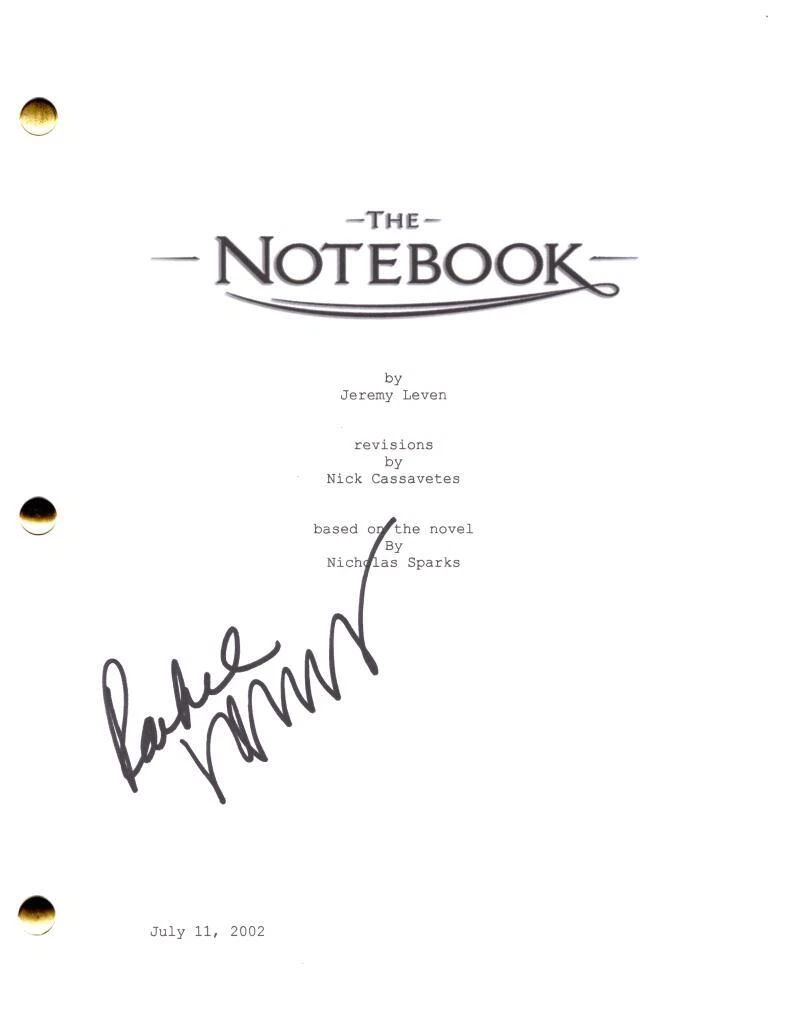 Rachel McAdams Signed Autograph The Notebook Full Movie Script Screenplay