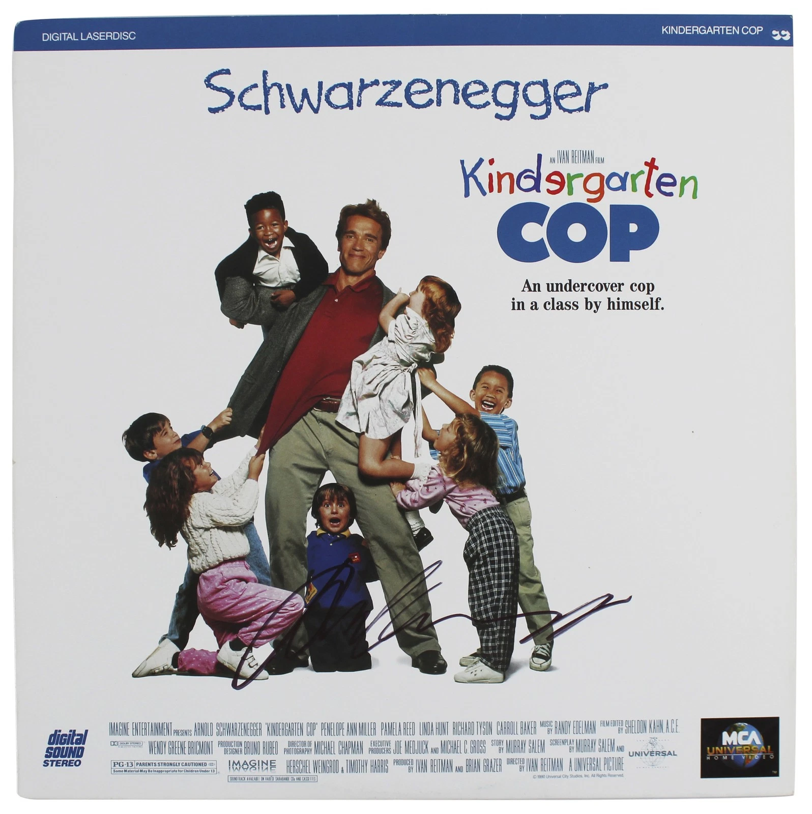 Arnold Schwarzenegger Authentic Signed Kindergarten Cop Laserdisc Cover BAS