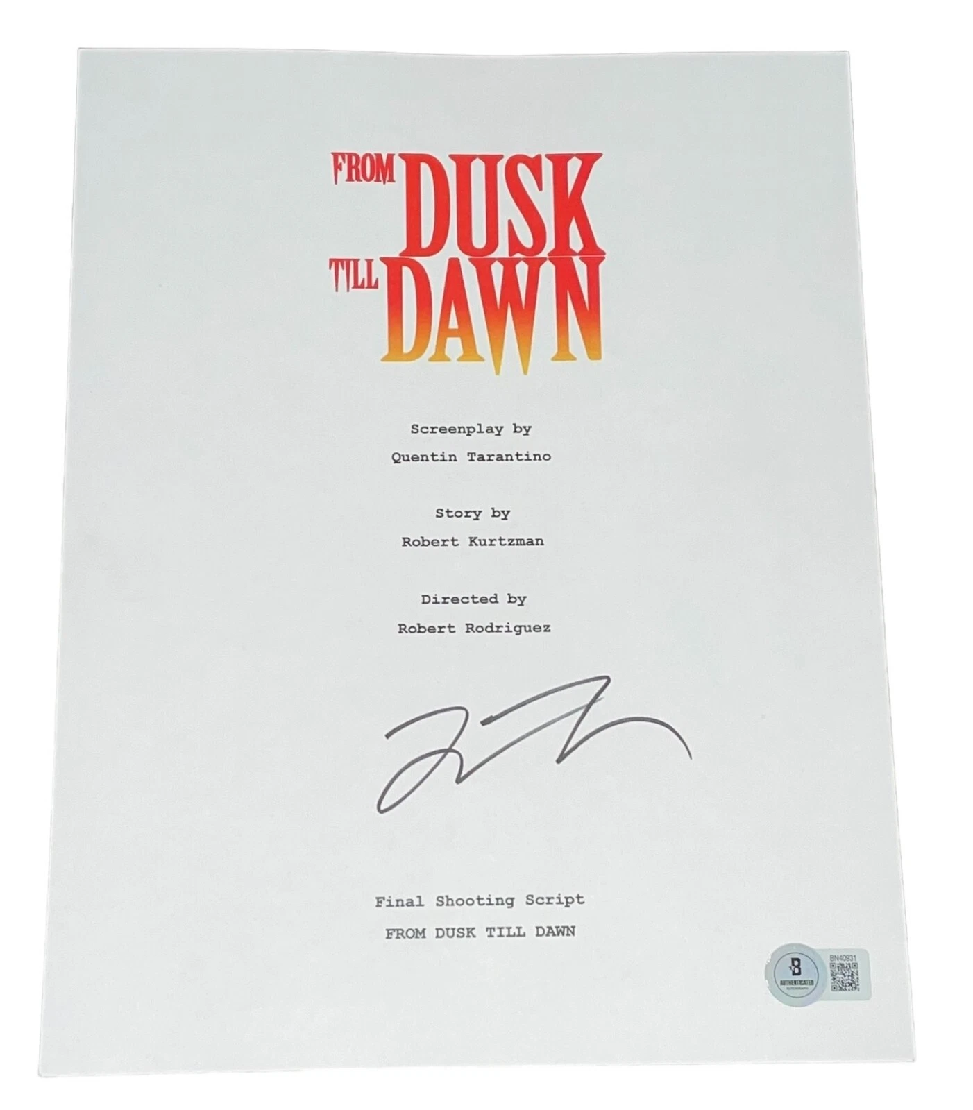 Quentin Tarantino Signed Autograph From Dusk Till Dawn Script Screenplay BAS NYC