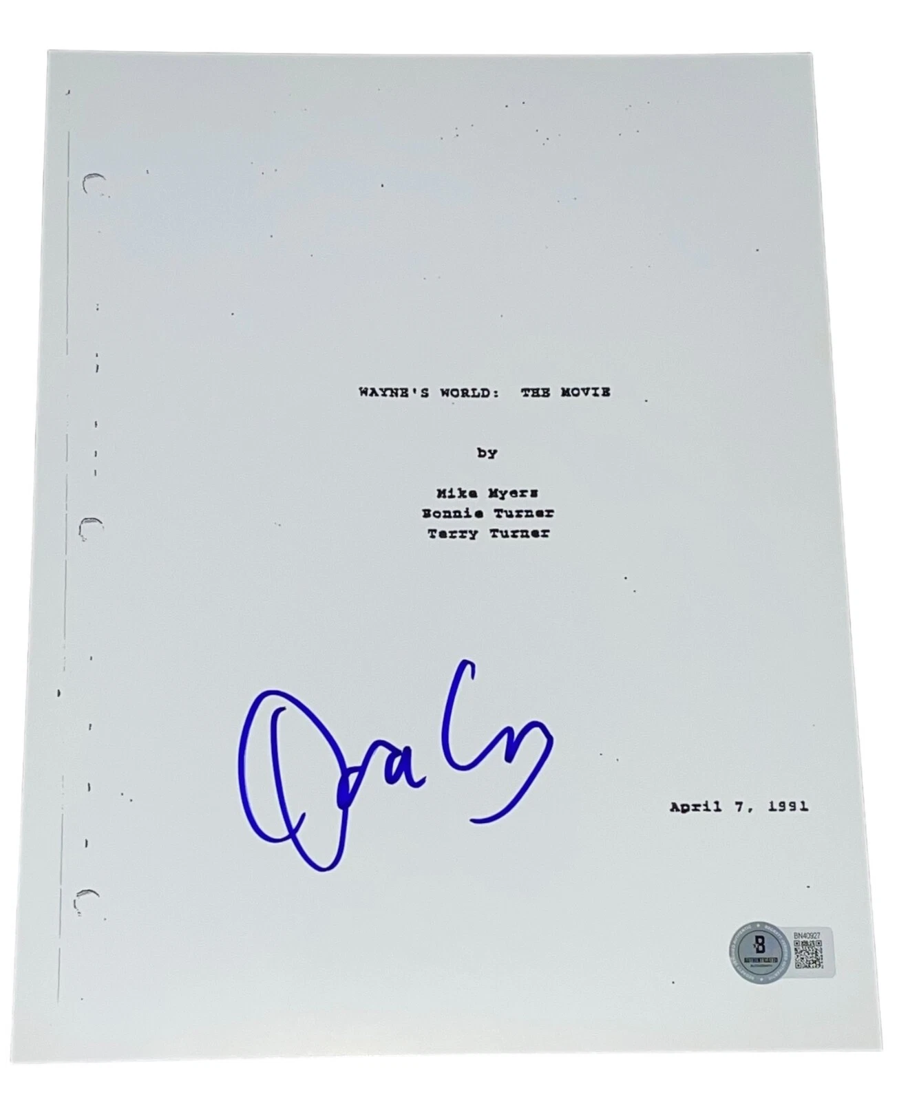 Dana Carvey Signed Autograph Wayne's World Full Script Screenplay Beckett BAS
